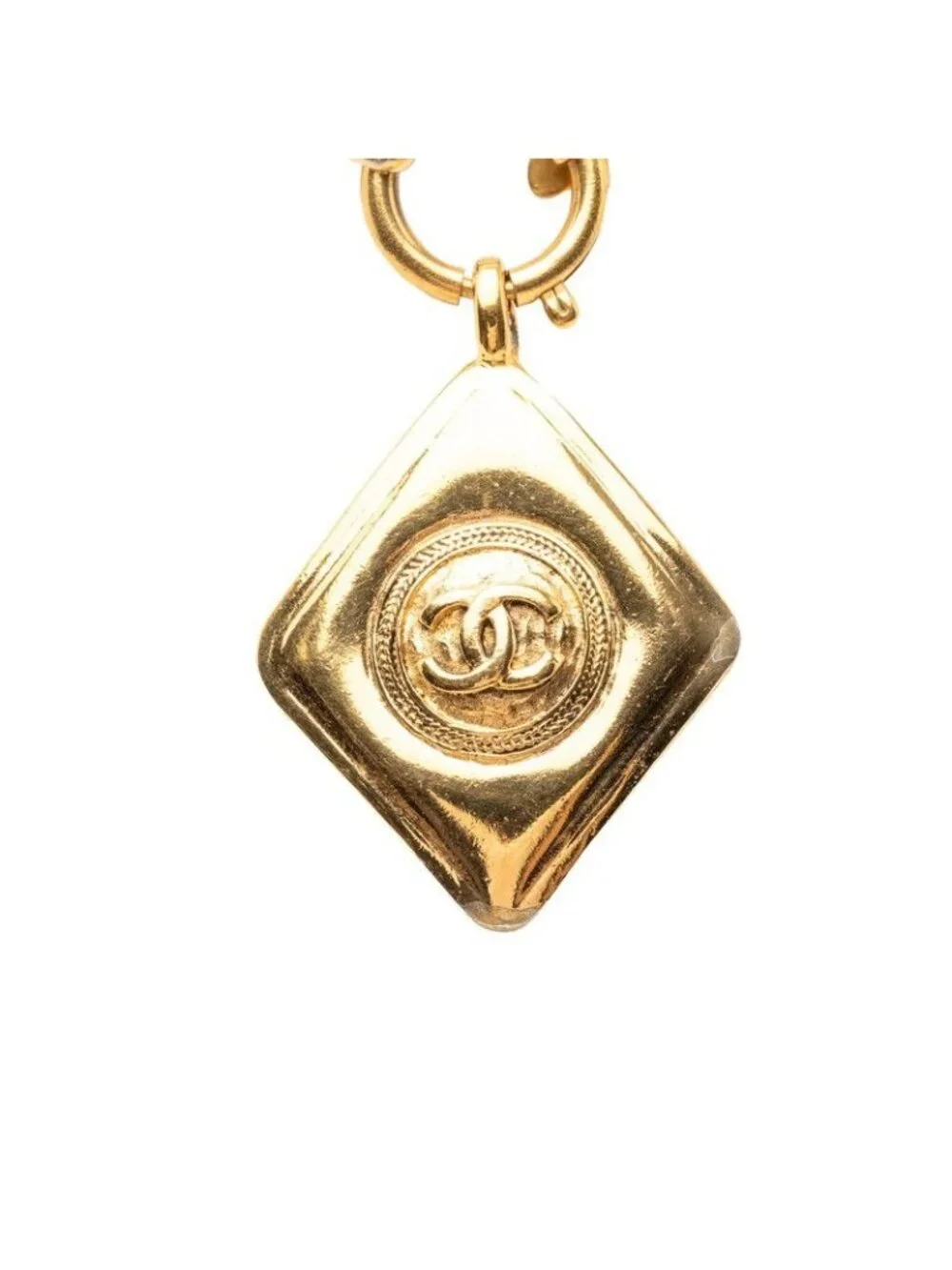 Chanel CC Logo Chain Pendant Diamond Gold Plated - Picture 1 of 6